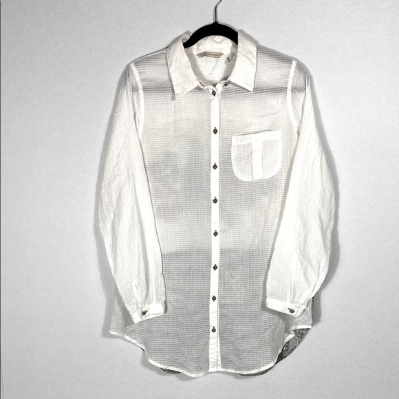 Soft Surroundings Button Down Blouse with detailed back size medium - Picture 2 of 14